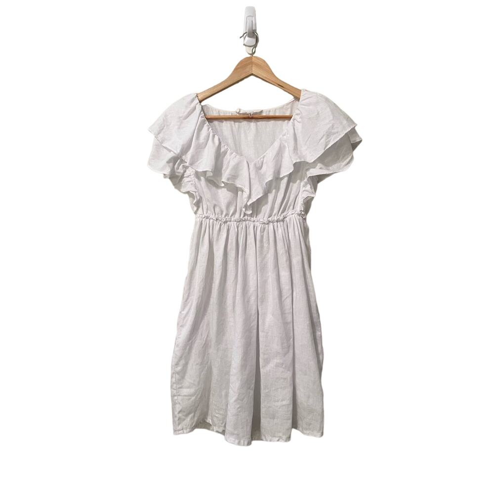 Trina Turk Out of Office Women's White Ruffle Mini Swim Cover Up Dress XS